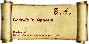 Bodnár Aggeus névjegykártya